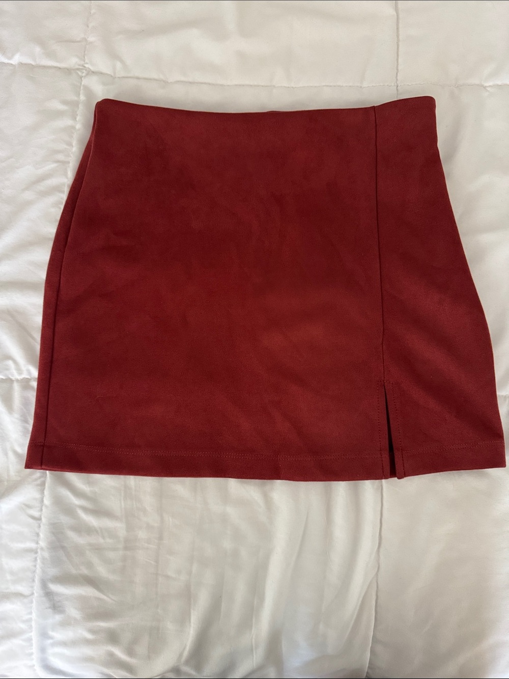 Forever 21 Burgundy Faux-Suede Mini Skirt with Side Slit